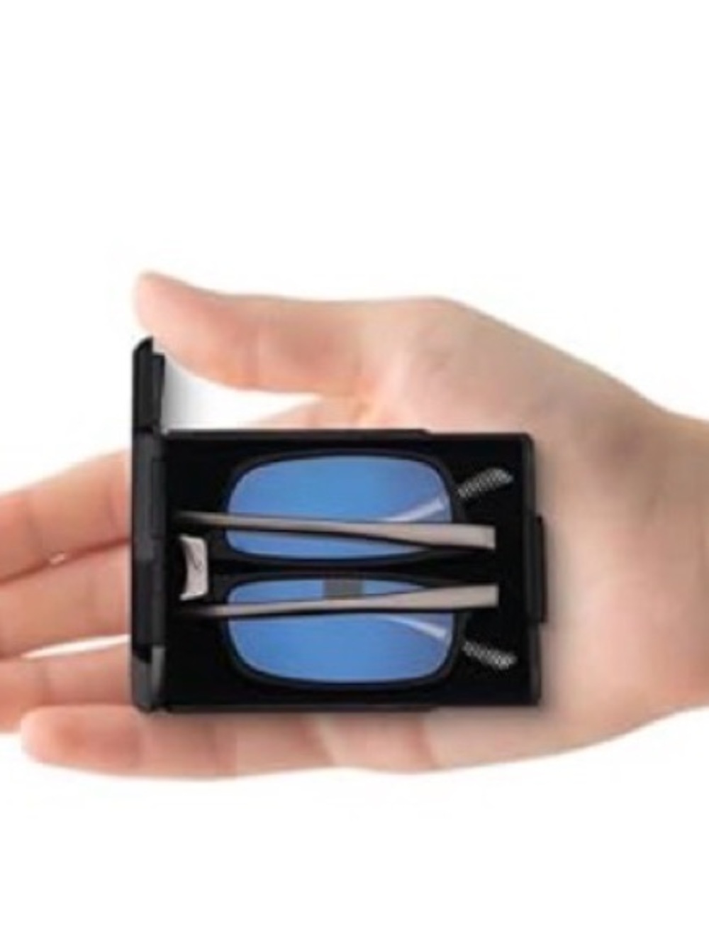Skyoak Compact Folding Blue Lens Reading Glasses in Black Case Rx - 2.50